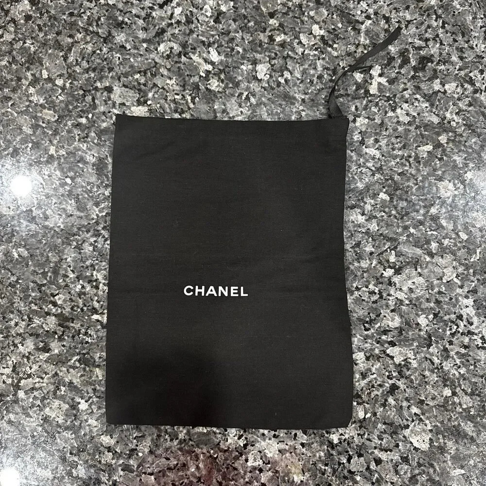 Chanel Authentic Black Dust Bag White Logo 13” x 10”